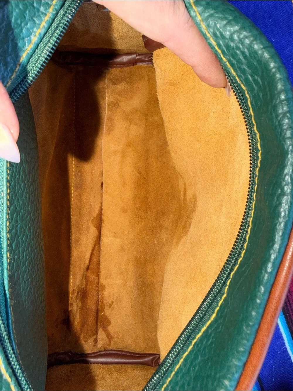 Dooney & Bourke(inspired)Green Leather Satchel with Brown Trim